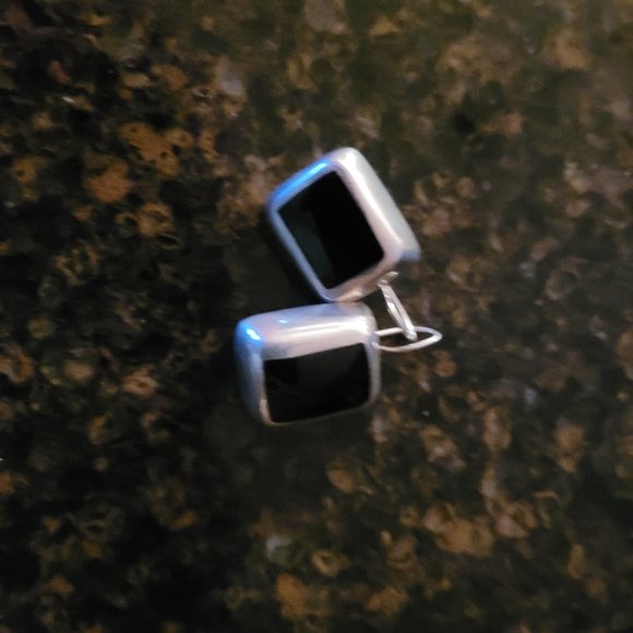 Silpada Rectangle Shaped Sterling Silver; Black Stone Earrings - Picture 1 of 1